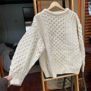 ⚡️SOLD⚡️ Vintage 100% VIRGIN WOOL Irish hand stitched cableknit sailor sweater